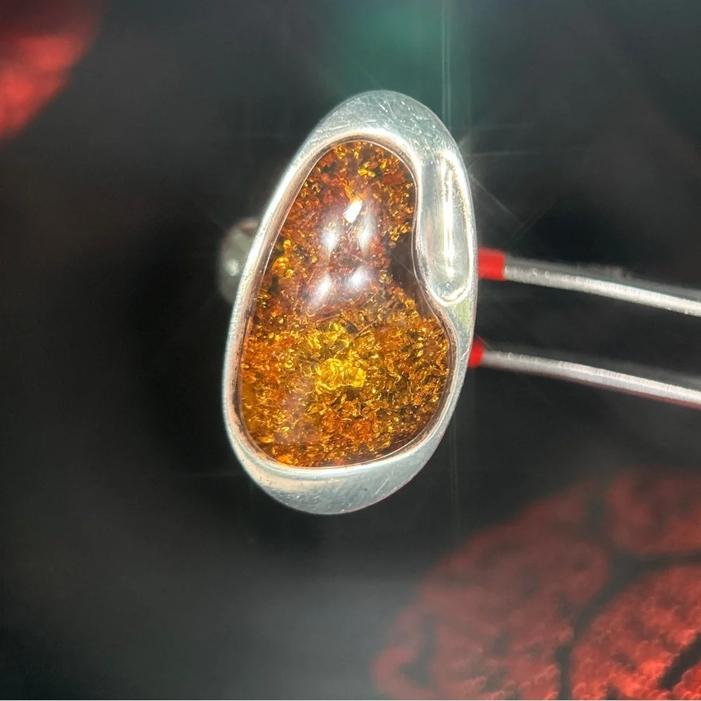 Elegant Silver 925 and Amber‎ Ring